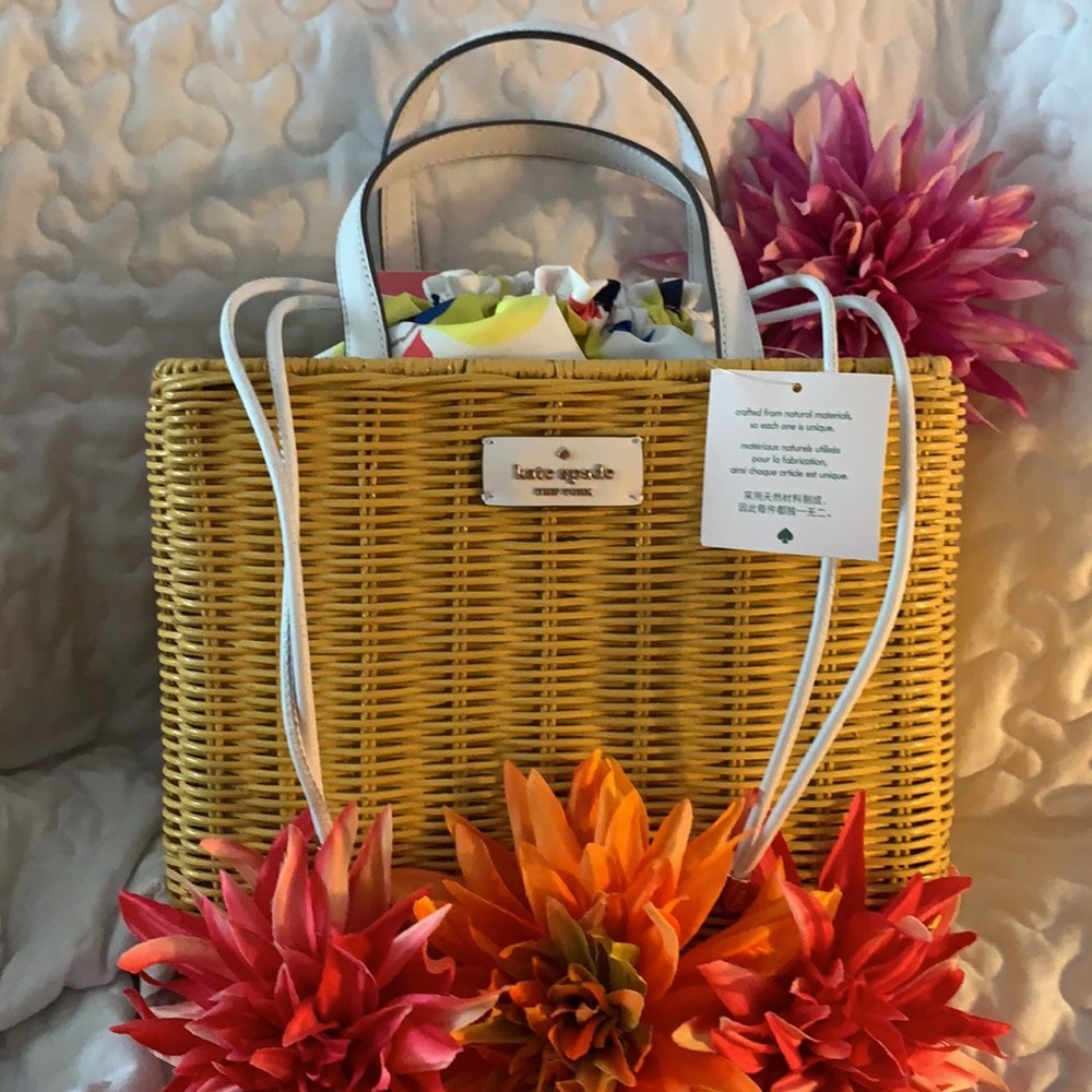 NWT! Kate Spade Wicker Lemon Zest Medium Satchel